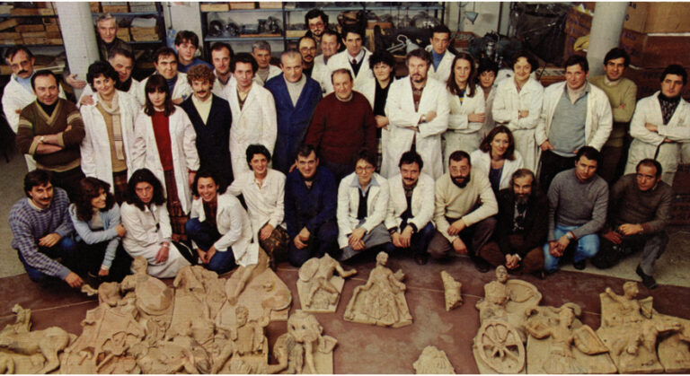 Il gruppo di lavoro del Centro di Restauro nel 1980 o 1981